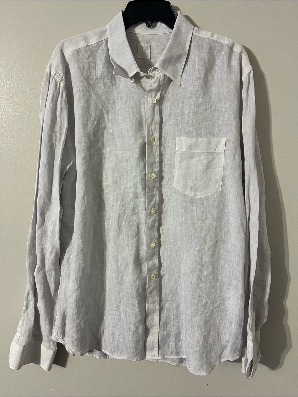 120% Lino Light Grey Men Button Down Collared Shirt Sz XXL